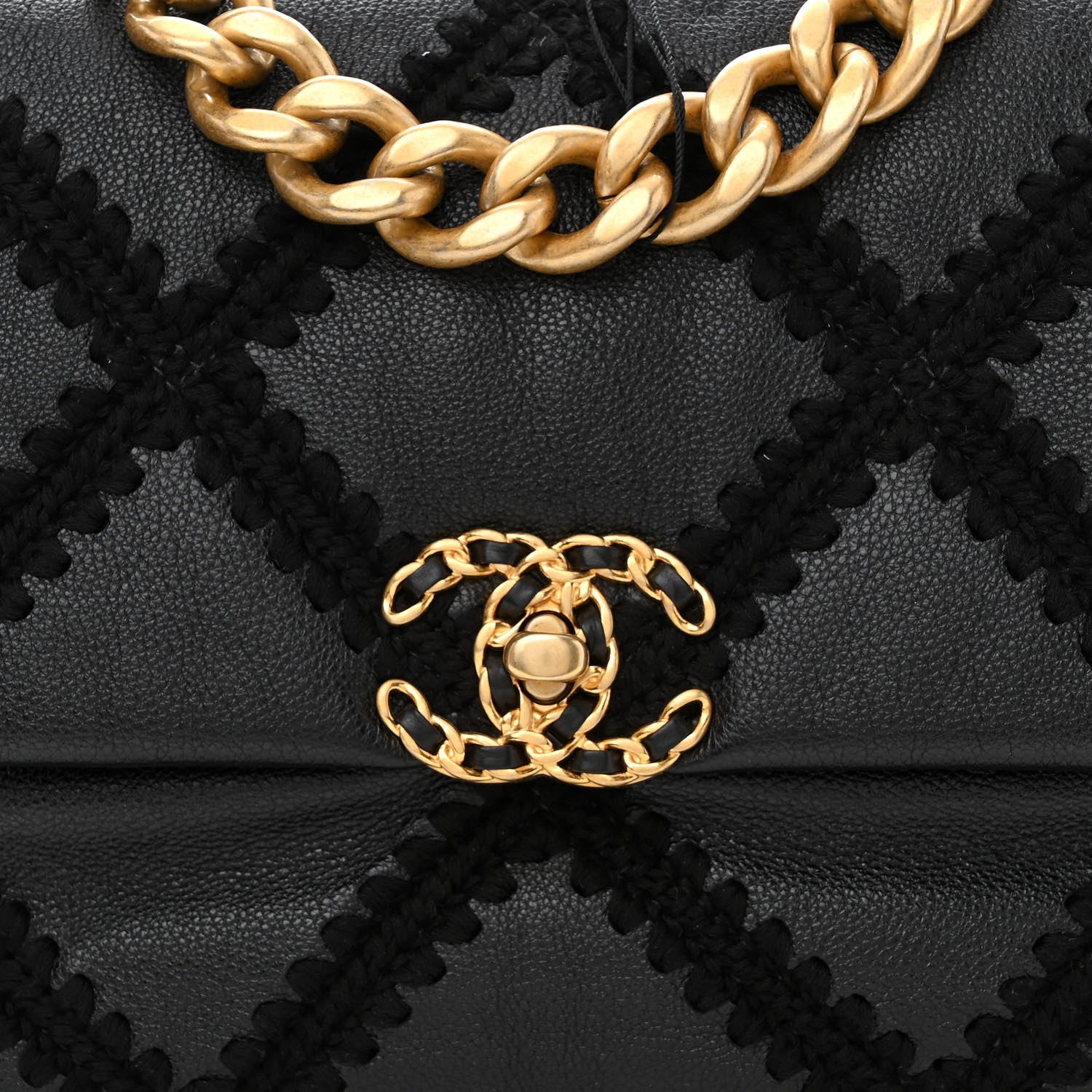 Chanel Calfskin Crochet Large Chanel 19 Flap Black 8 of 10
