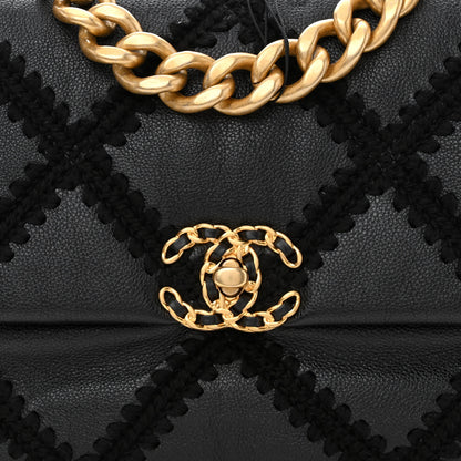Chanel Calfskin Crochet Large Chanel 19 Flap Black 8 of 10
