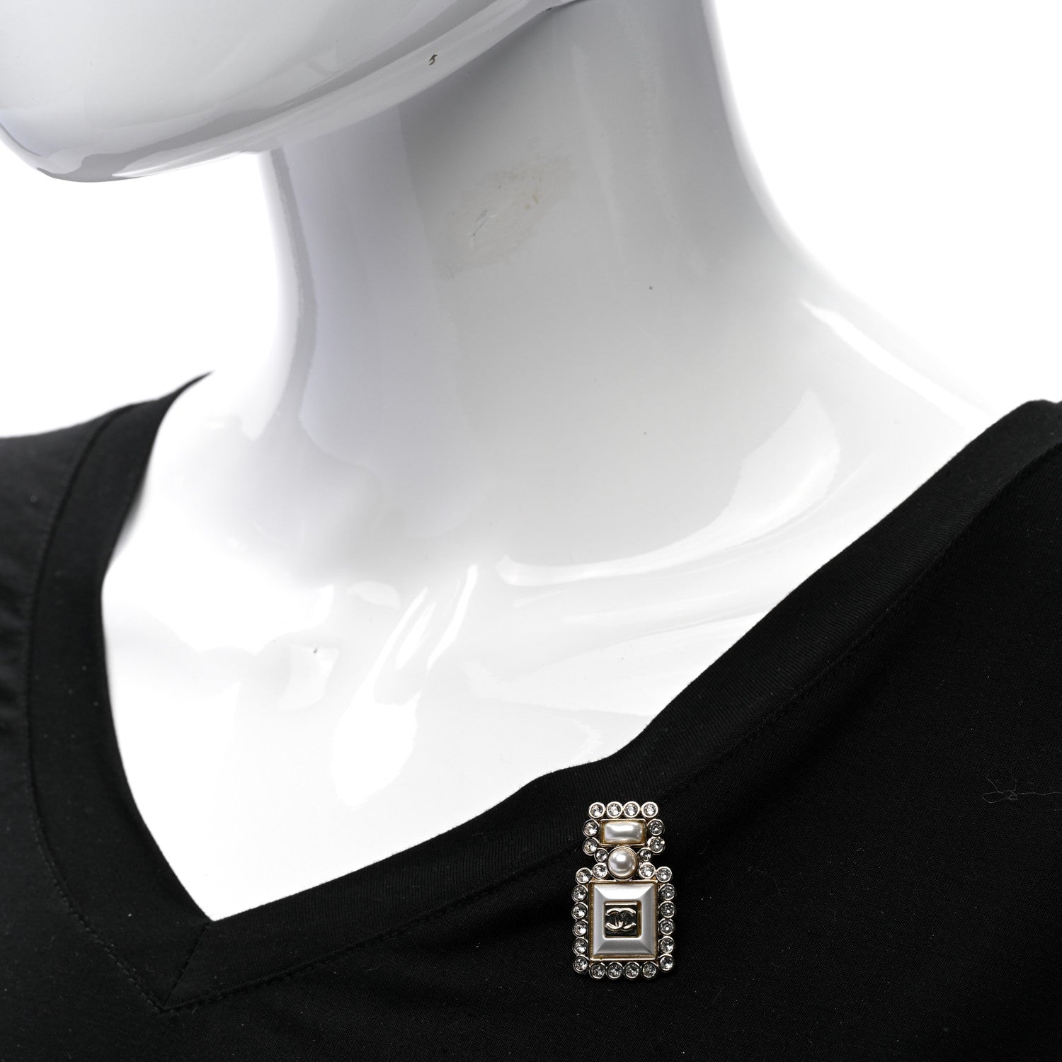 Chanel Resin Crystal Pearl Perfume Bottle CC Brooch White Gold 2 of 5