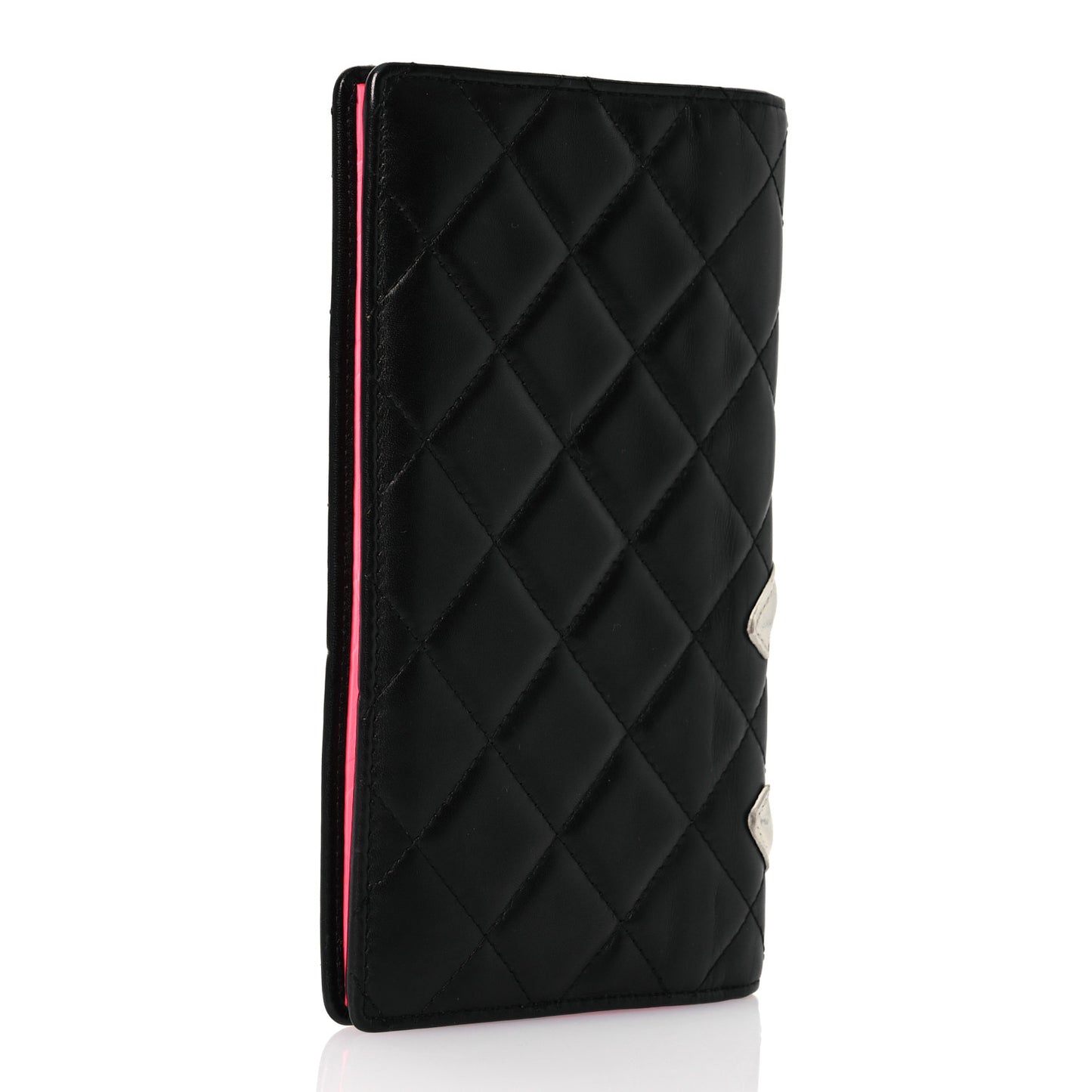 Calfskin Quilted Cambon Yen Wallet Black White