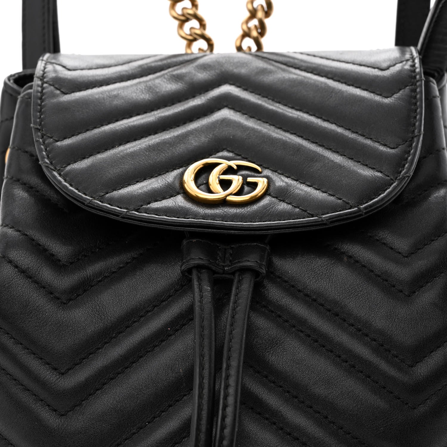 Gucci Calfskin Matelasse GG Marmont Flap Backpack Black 10 of 13
