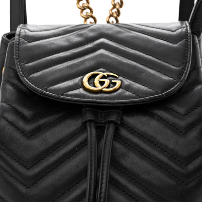 Gucci Calfskin Matelasse GG Marmont Flap Backpack Black 10 of 13