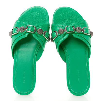 Balenciaga Agneau Arena Cagole Flat Slide Sandals 35 Vivid Green 2 of 11