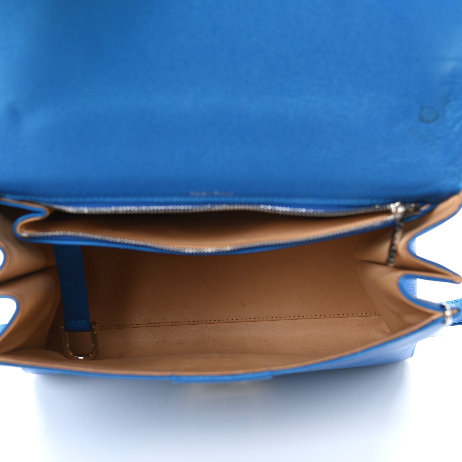 Delvaux Metallic Grained Calfskin MM Brillant Satchel Satin Electric 6 of 12