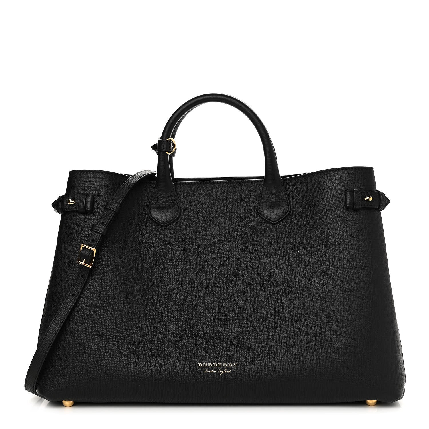 Burberry Grainy Calfskin House Check Large Banner Tote Black 1 of 12