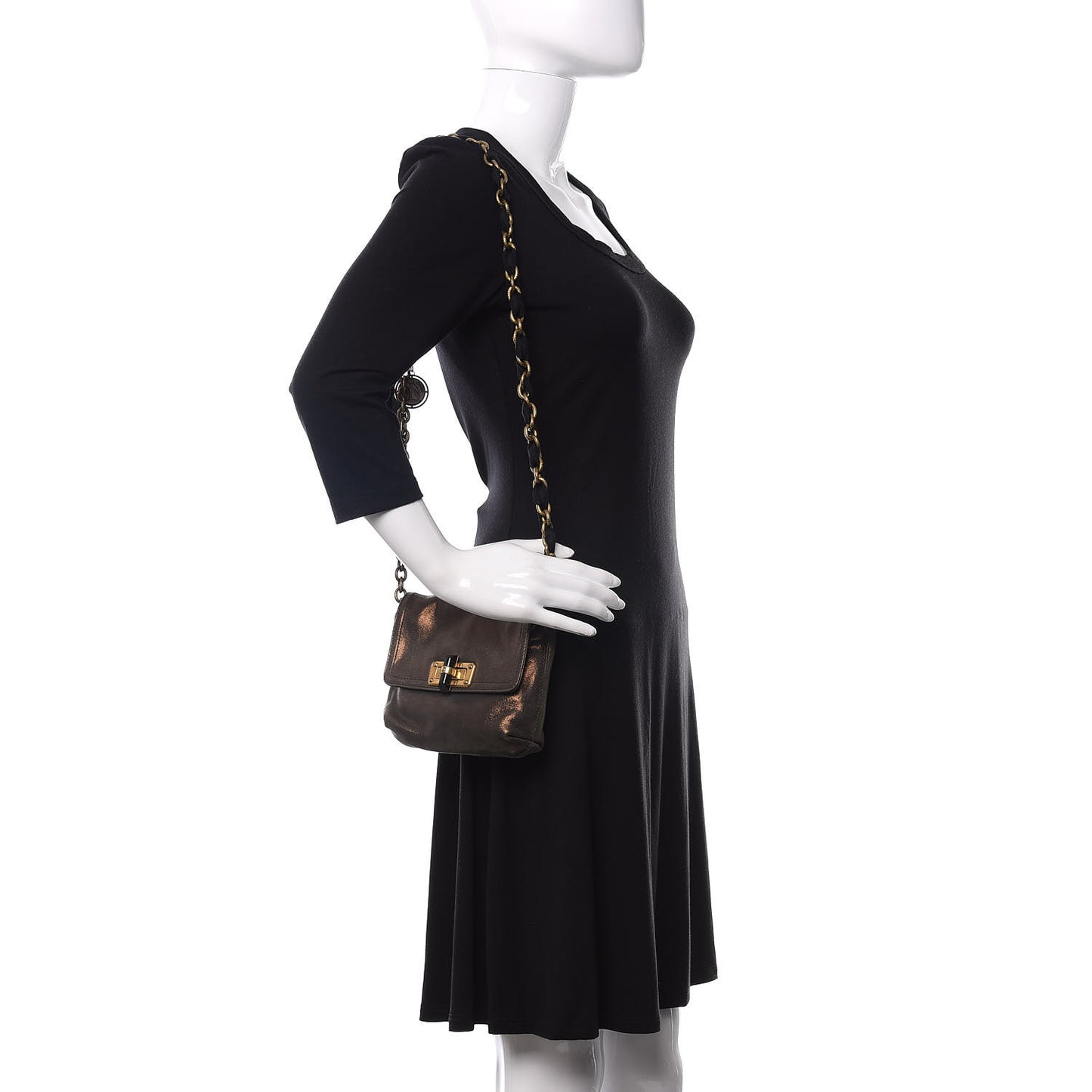 Metallic Lambskin Mini Happy Pop Crossbody Bronze