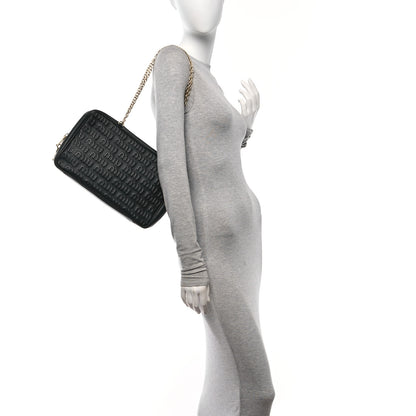 Miu Miu Softy Logo Embossed Chain Shoulder Bag Black 2 of 9