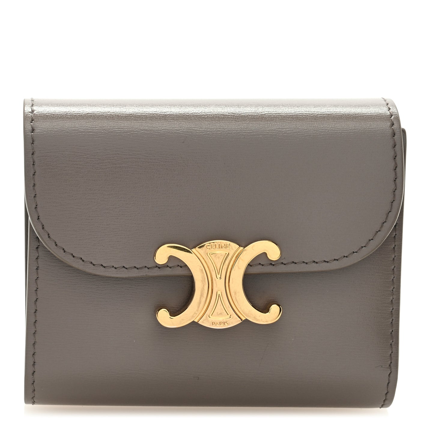 Shiny Smooth Lambskin Small Triomphe Wallet Olive