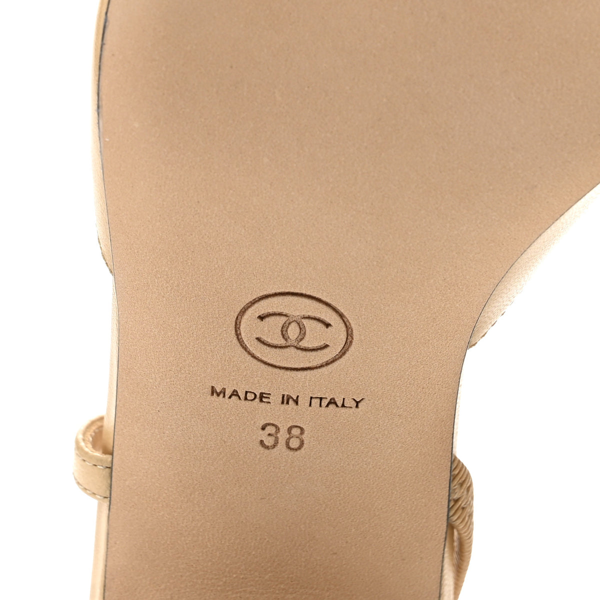 Chanel Goatskin Grosgrain Cap Toe CC Slingback Pumps 38 Beige Black 7 of 10
