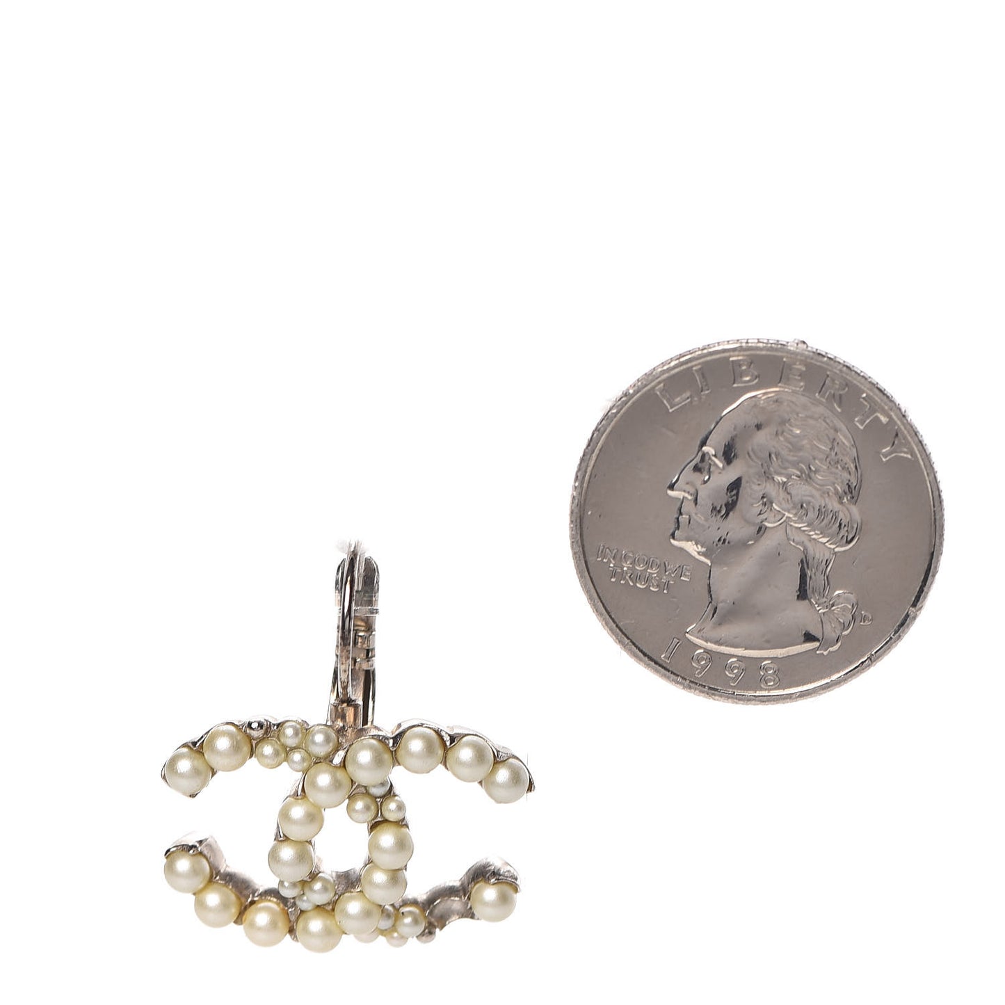 Pearl CC Dangle Earrings Light Gold