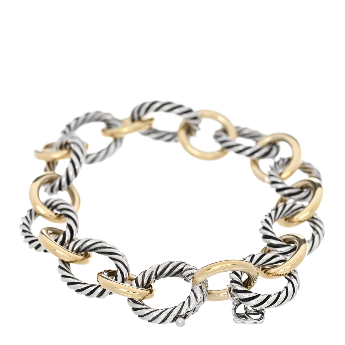 Sterling Silver 18K Yellow Gold 12mm Medium Oval Link Bracelet