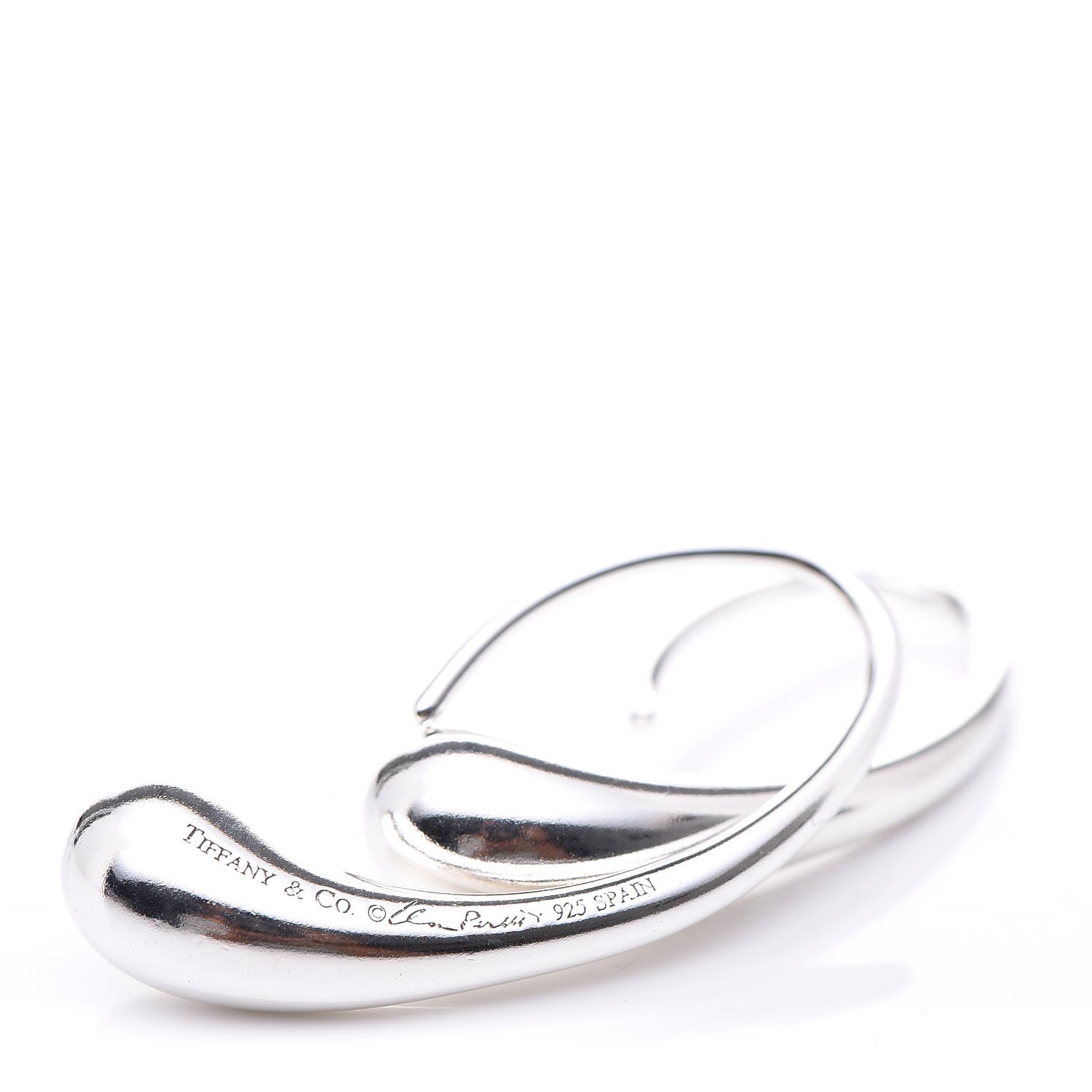 Tiffany Sterling Silver Elsa Peretti Teardrop Hoop Earrings 3 of 3