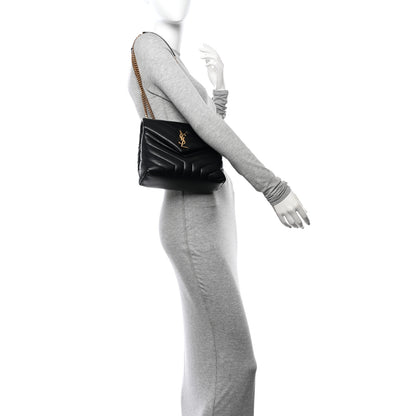 Saint Laurent Calfskin Y Quilted Monogram Small Loulou Chain Satchel Black 3 of 10