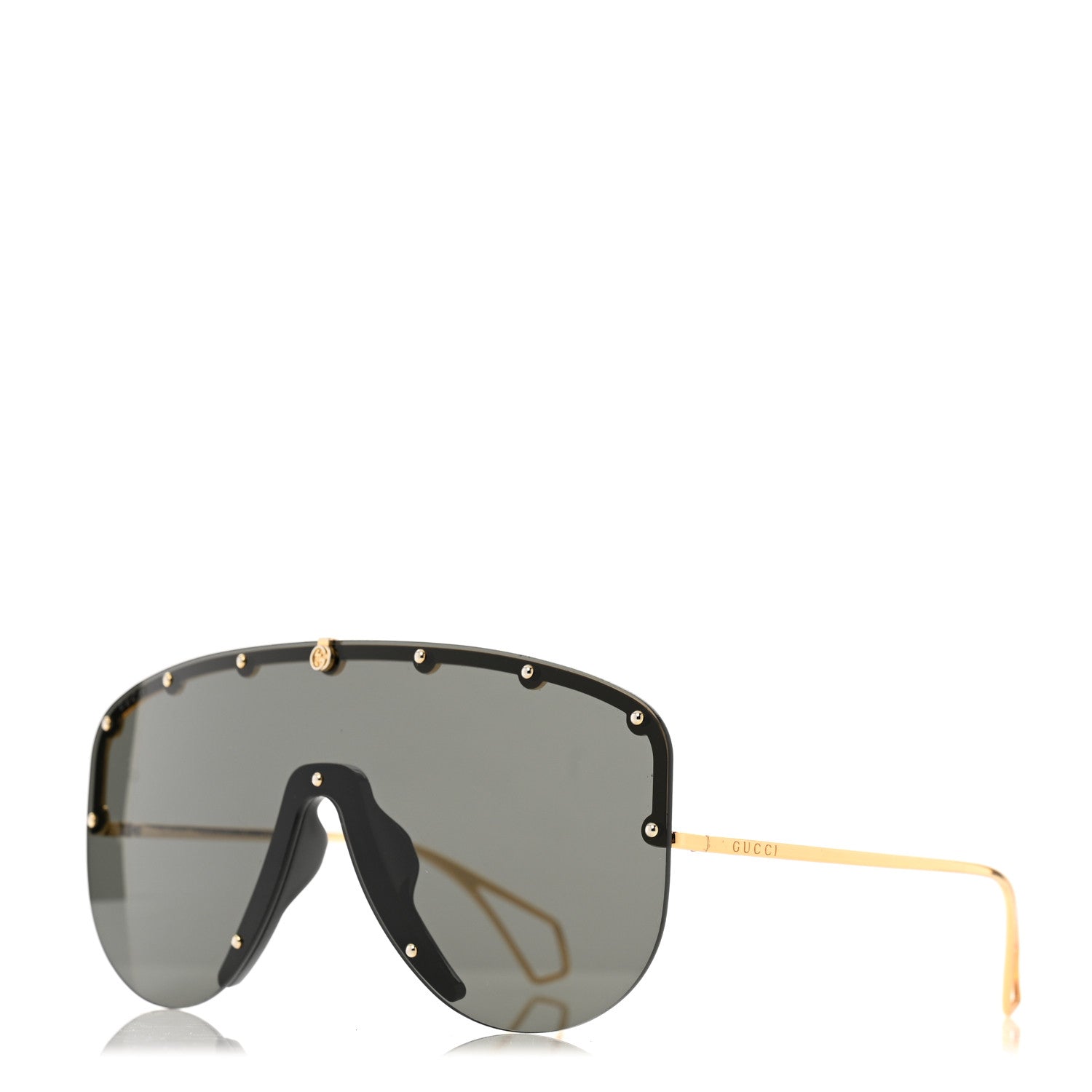 Gucci Shield Sunglasses GG0667S Black Gold 1 of 8