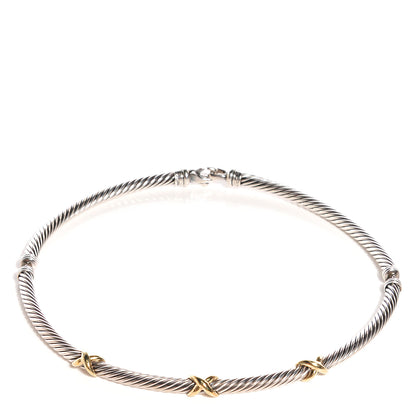 David Yurman Sterling Silver 14K Yellow Gold 5mm X Cable Necklace 1 of 8