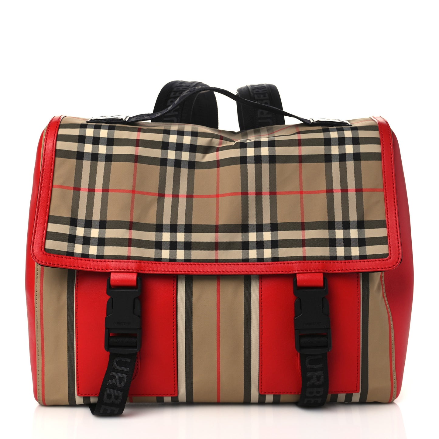 Canvas House Check Convertible Satchel Backpack Bright Military Red