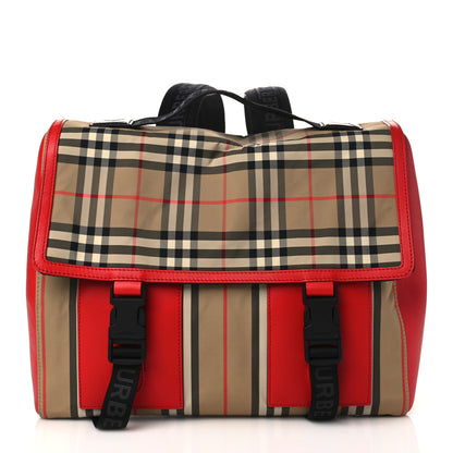 Burberry Canvas House Check Convertible Satchel Backpack Bright Military Red 1 of 9