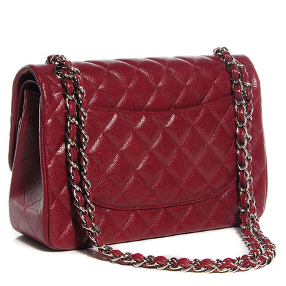 Chanel Caviar Quilted Jumbo Double Flap Dark Red 3 of 8