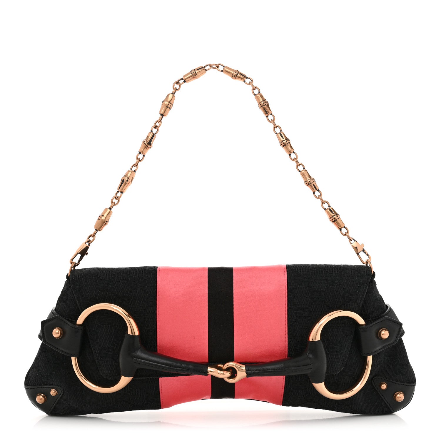 Gucci Monogram Horsebit Web Clutch Black 1 of 13