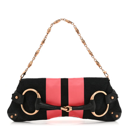 Gucci Monogram Horsebit Web Clutch Black 1 of 13