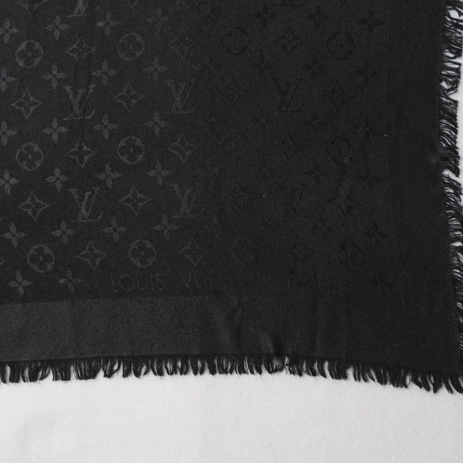 Louis Vuitton Silk Wool Monogram Shawl Black 4 of 6