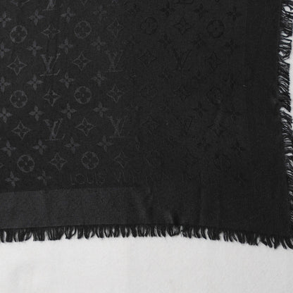 Louis Vuitton Silk Wool Monogram Shawl Black 4 of 6