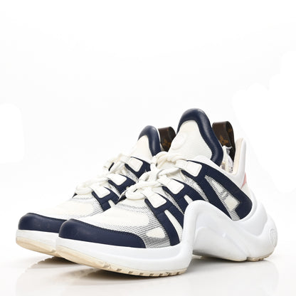 Louis Vuitton Calfskin Technical Nylon LV Archlight Sneaker 39 White Blue Pink 3 of 7