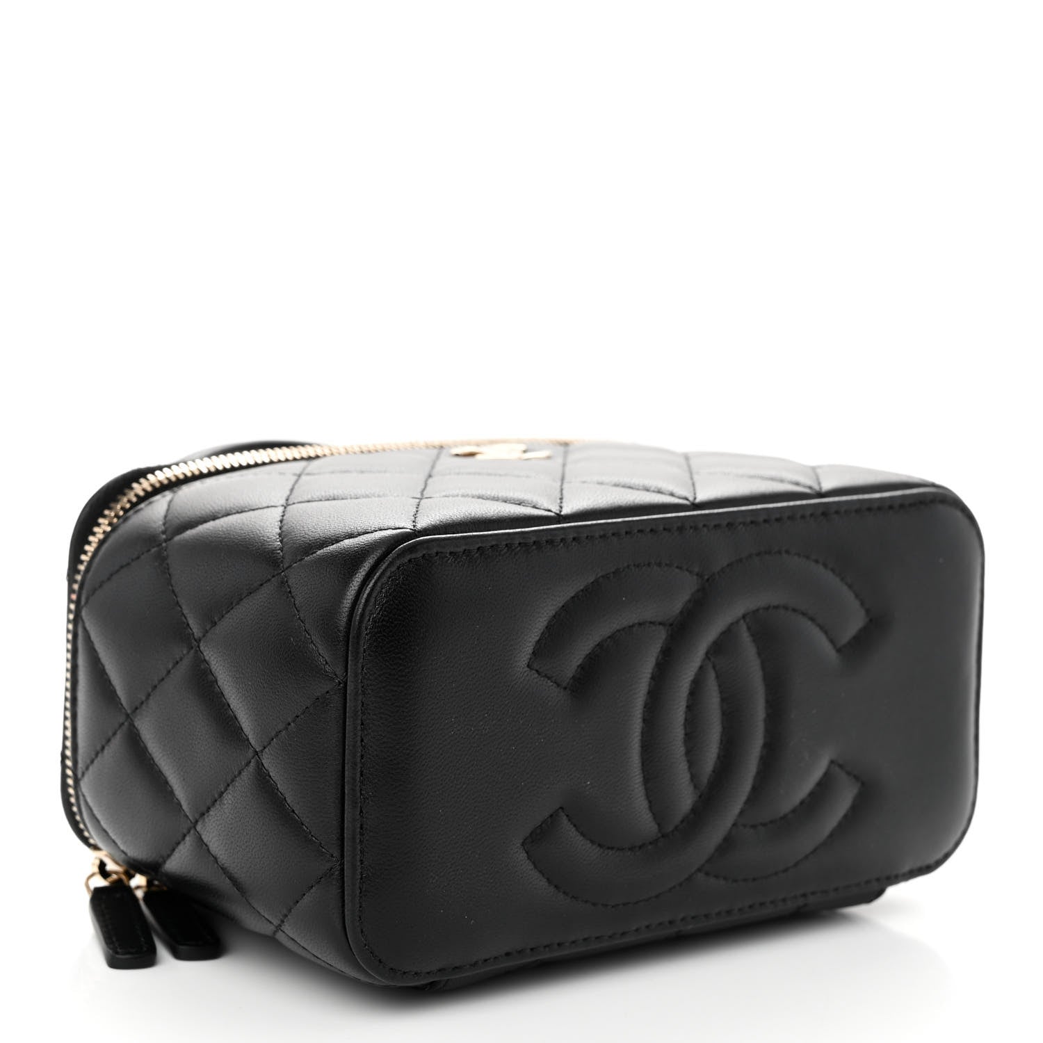 Chanel Lambskin Quilted Small Top Handle Vanity Case With Chain Black 4 of 11