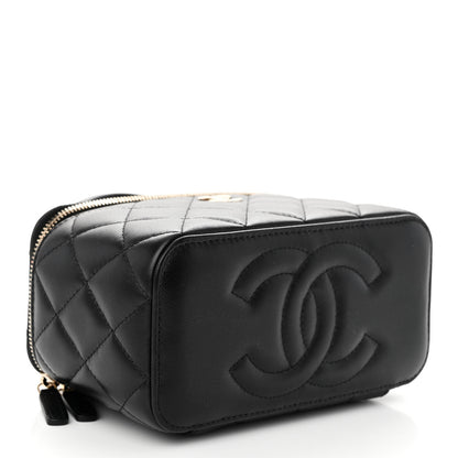 Chanel Lambskin Quilted Small Top Handle Vanity Case With Chain Black 4 of 11
