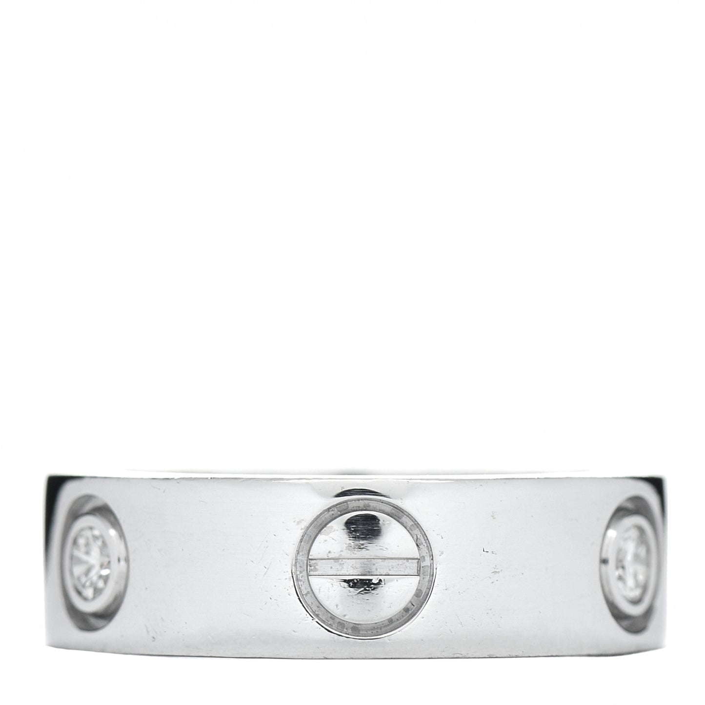 18K White Gold 3 Diamond 5.5mm LOVE Ring 49 4.75