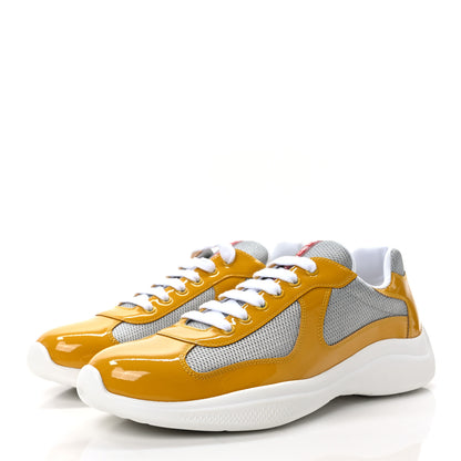 Prada Patent America's Cup Patchwork Sneakers 9 Gold Silver 3 of 10