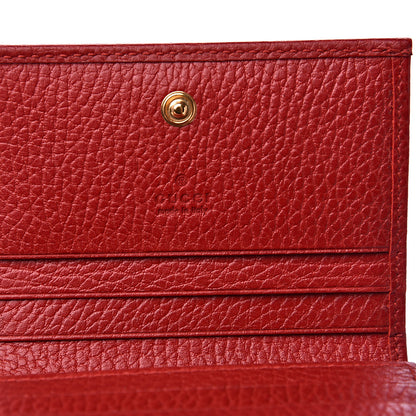 Gucci Pebbled Calfskin GG Marmont Card Case Hibiscus Red 5 of 7