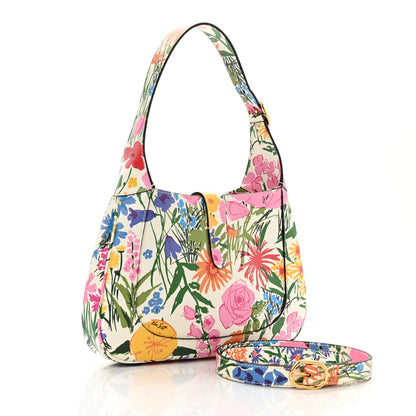 Gucci X KEN SCOTT New Shangai Calfskin Jardin D'Avril Floral Print Small Jackie 1961 Hobo Ivory Pink 11 of 11