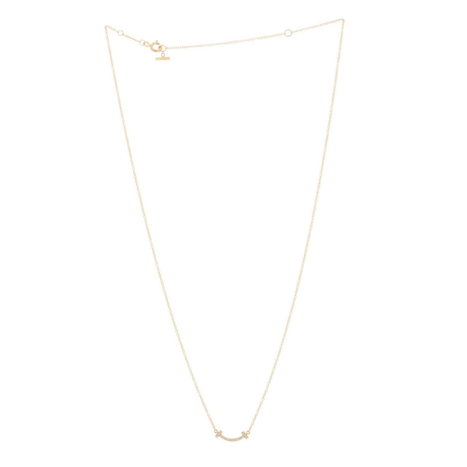 Tiffany 18K Yellow Gold Diamond Mini T Smile Pendant Necklace 2 of 3