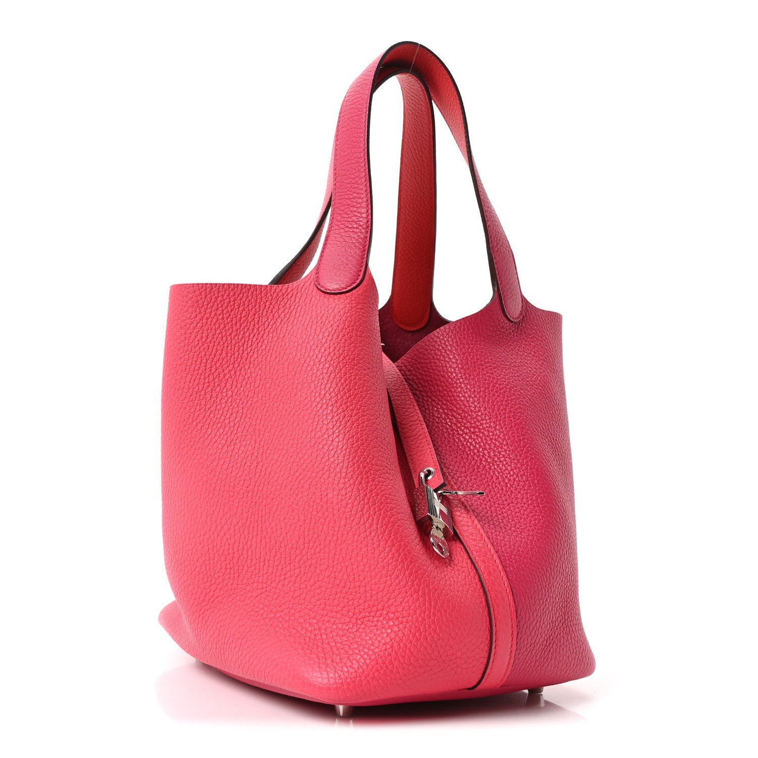 Hermes Taurillon Clemence Casaque Picotin Lock 22 MM Rose Extreme Rose Mexico Rouge De Coeur 3 of 9