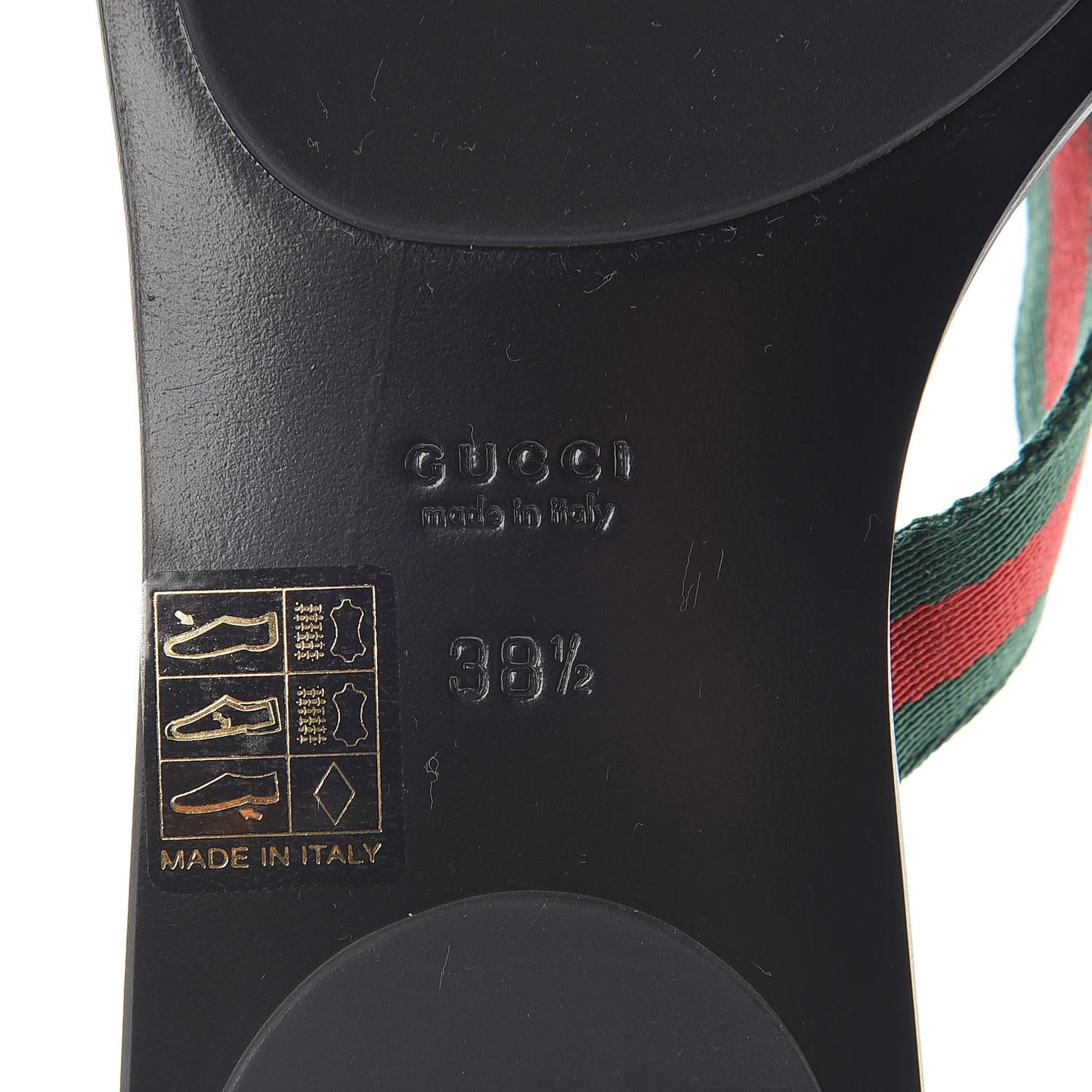 Nylon Guccissima Web Womens Thong Sandals 38.5 Green Red Black