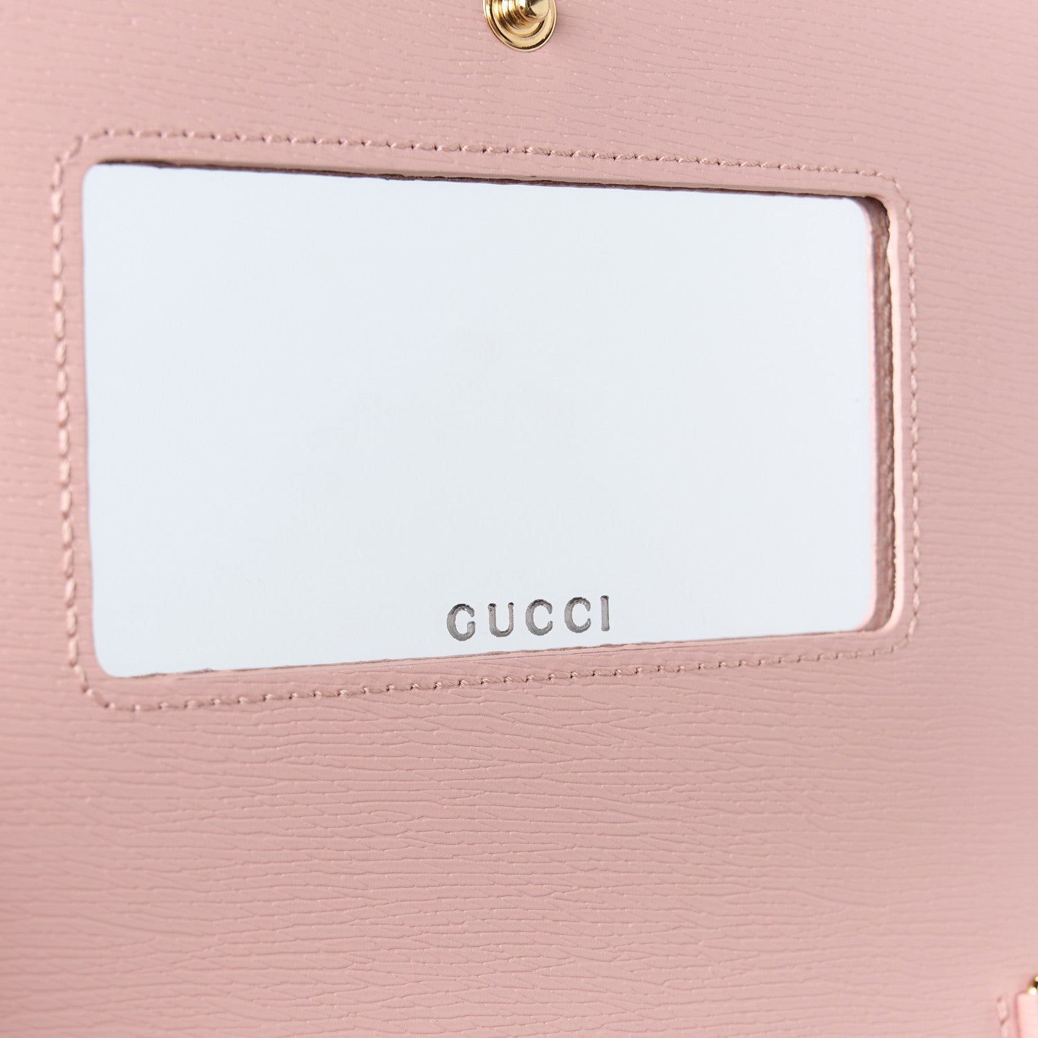 Gucci Textured Calfskin Script Logo Wallet On Chain Light Pink 6 of 11