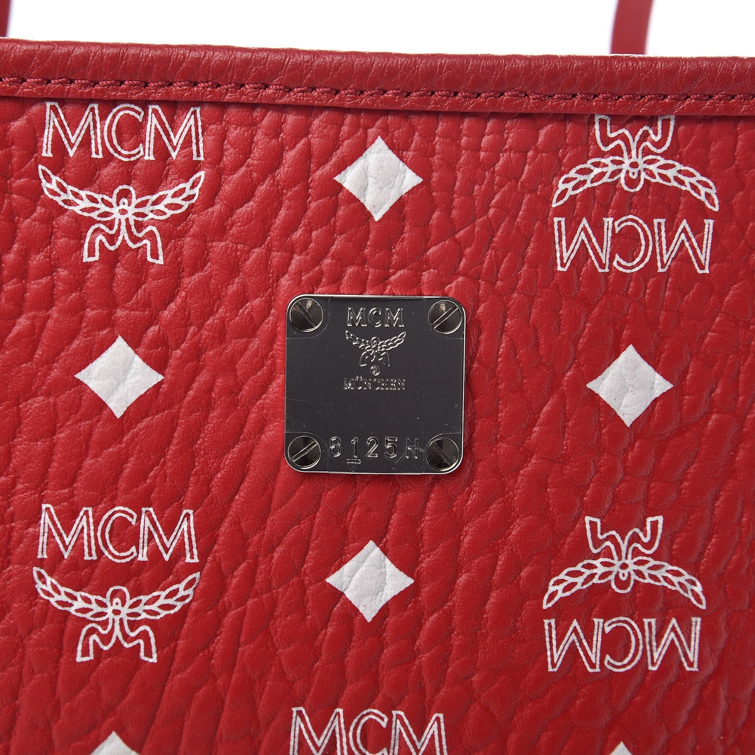 MCM Visetos Medium Reversible Shopper Tote Ruby Red 12 of 16