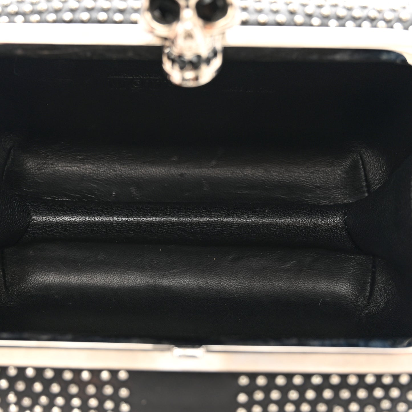 Calfskin Studded Britannia Skull Box Clutch Black