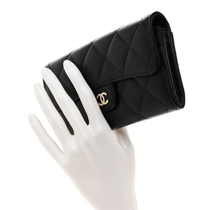 Chanel Caviar Quilted Medium Gusset Flap Wallet Black 2 of 8