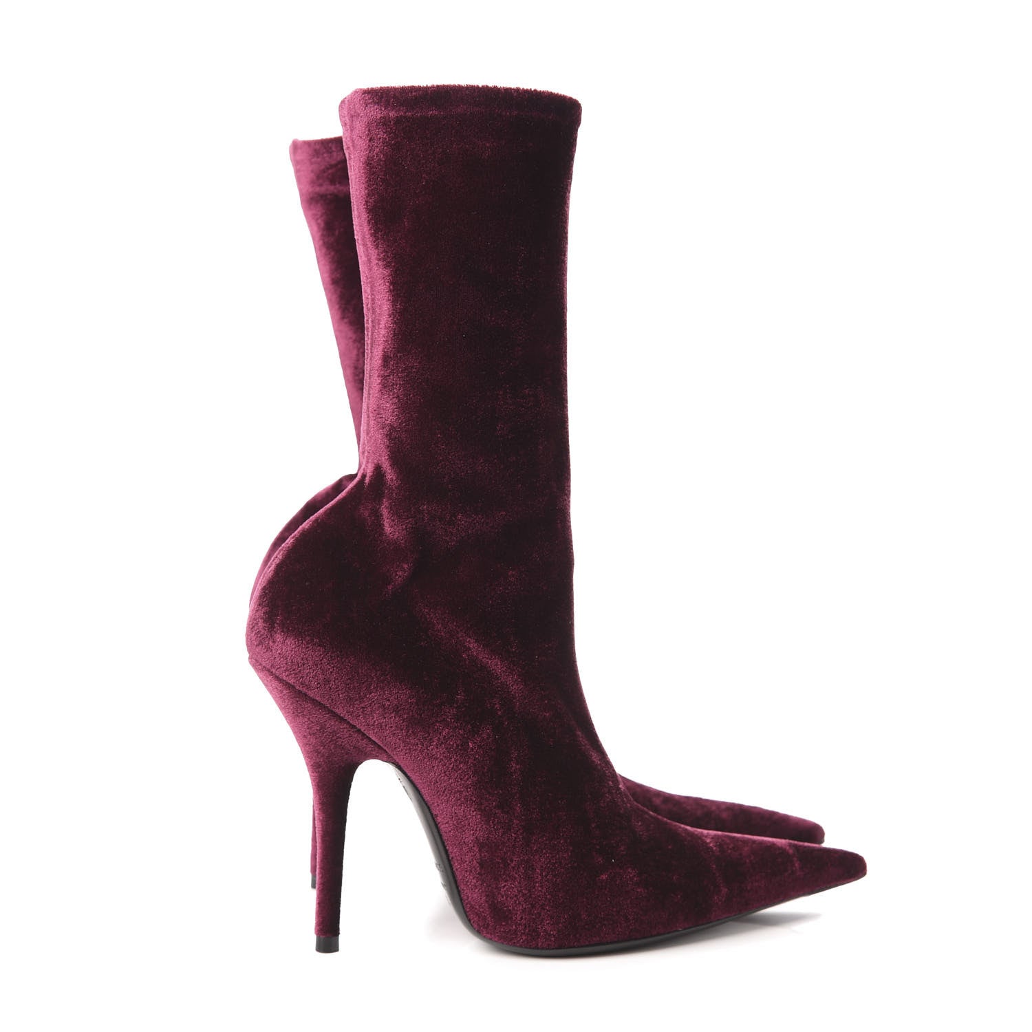 Balenciaga Velvet Extreme Pointed Toe Knife Booties 36 Rouge Prune 4 of 8
