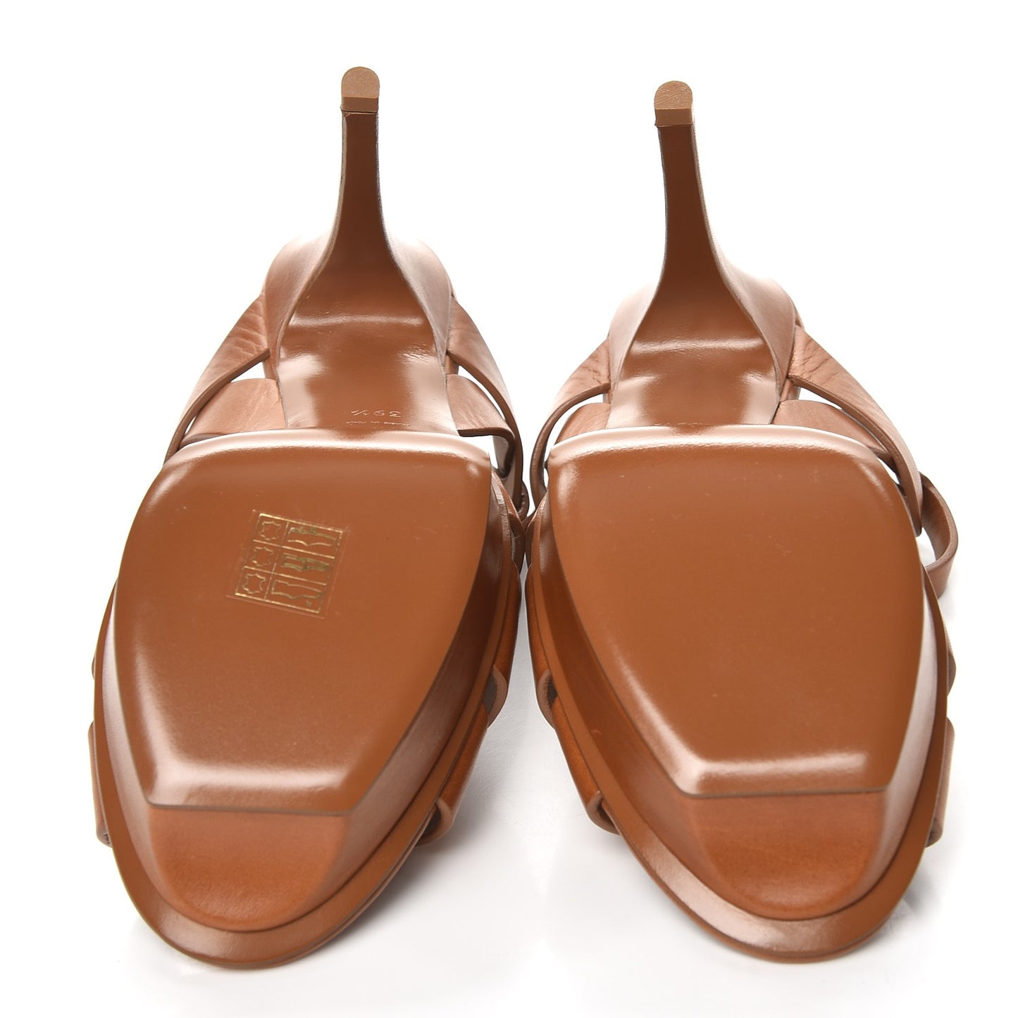 Calfskin Tribute 75 Platform Sandals 39.5 Tobacco
