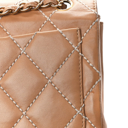 Chanel Calfskin Quilted Medium Wild Stitch Flap Beige 13 of 14