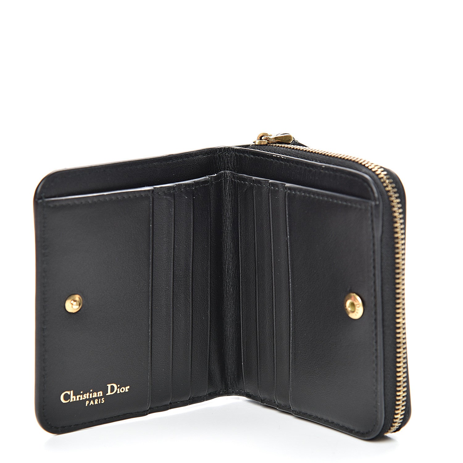 Christian Dior Calfskin Stars Voyageur French Wallet Black 4 of 8