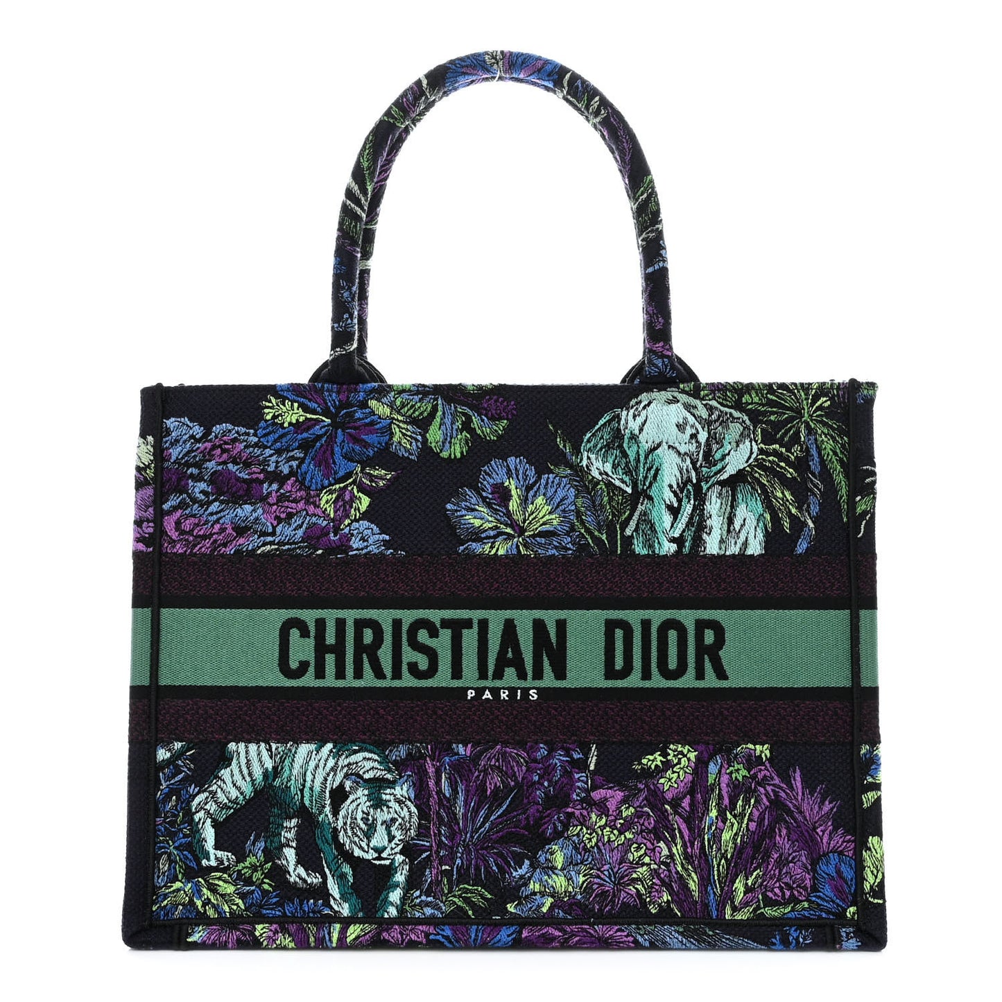 Canvas Embroidered Medium Toile de Jouy Voyage Book Tote Blue Multicolor