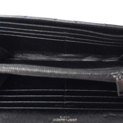 Saint Laurent Grain De Poudre Matelasse Chevron Monogram Flap Wallet Black 5 of 8
