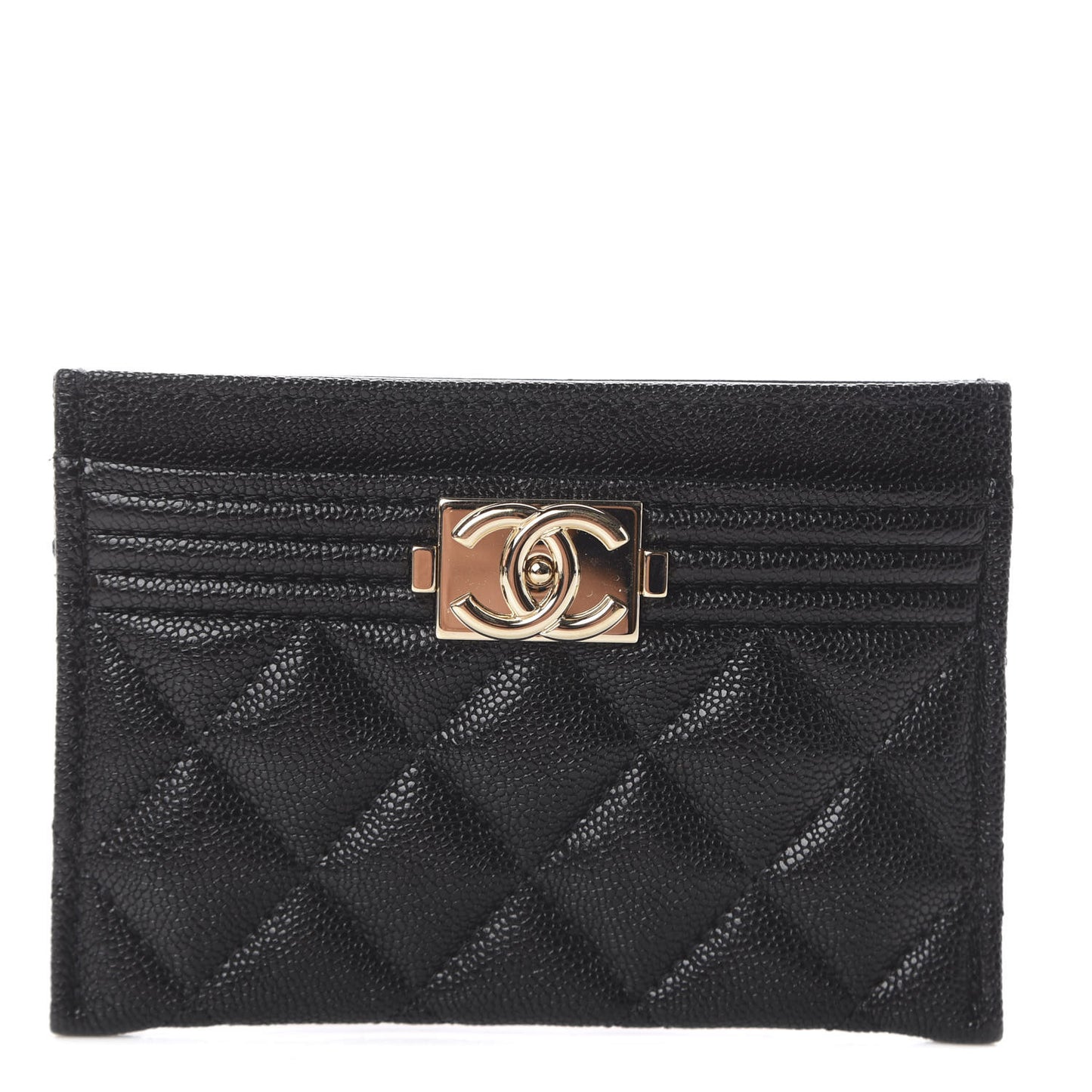 Caviar Quilted Boy Card Holder Black