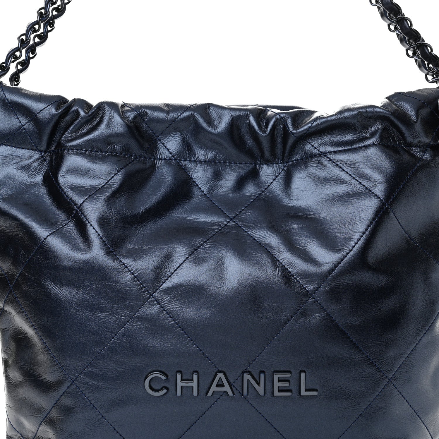 Chanel Metallic Calfskin Quilted Small Chanel 22 Navy Blue 9 of 12