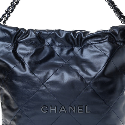 Chanel Metallic Calfskin Quilted Small Chanel 22 Navy Blue 9 of 12