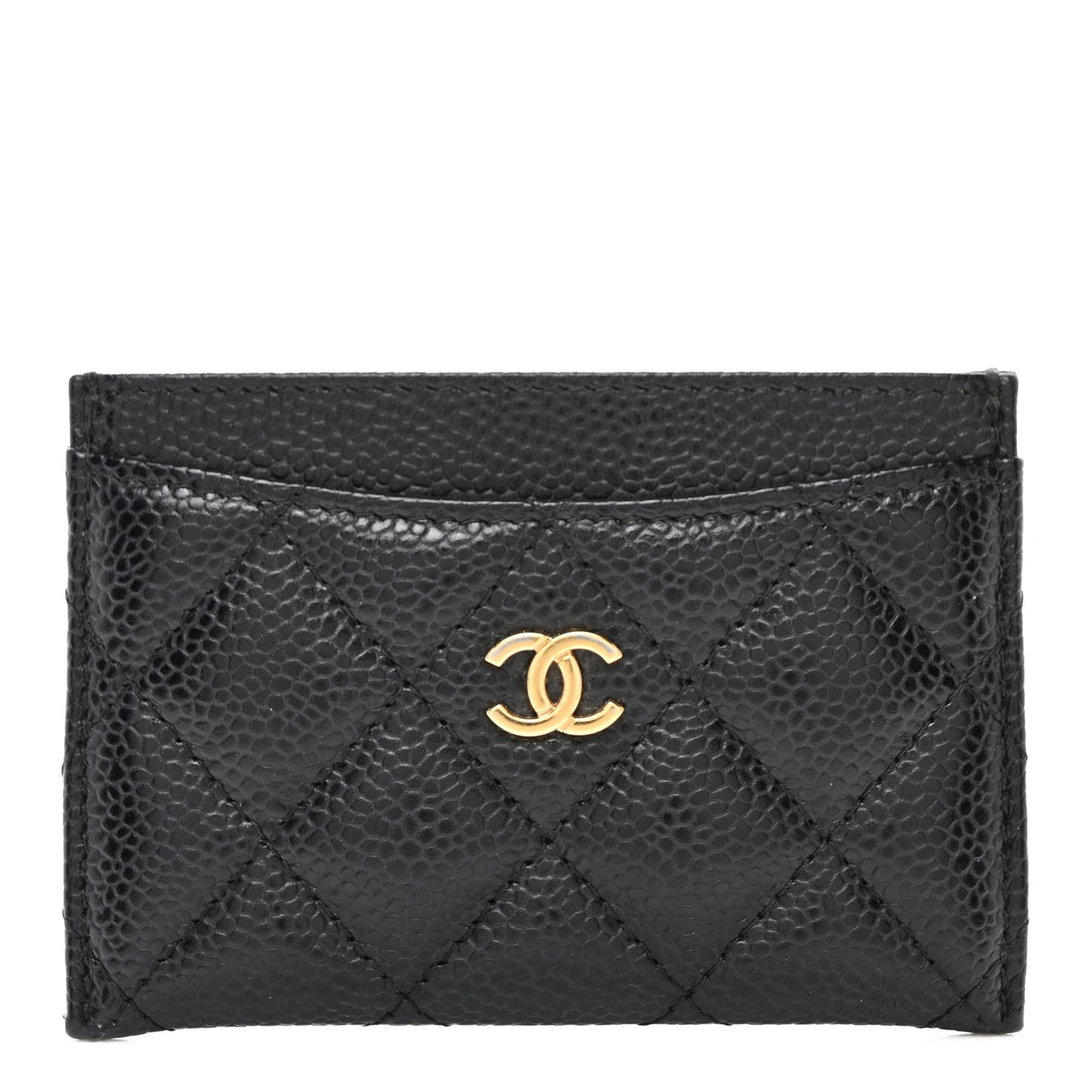 Caviar Quilted Card Holder Black